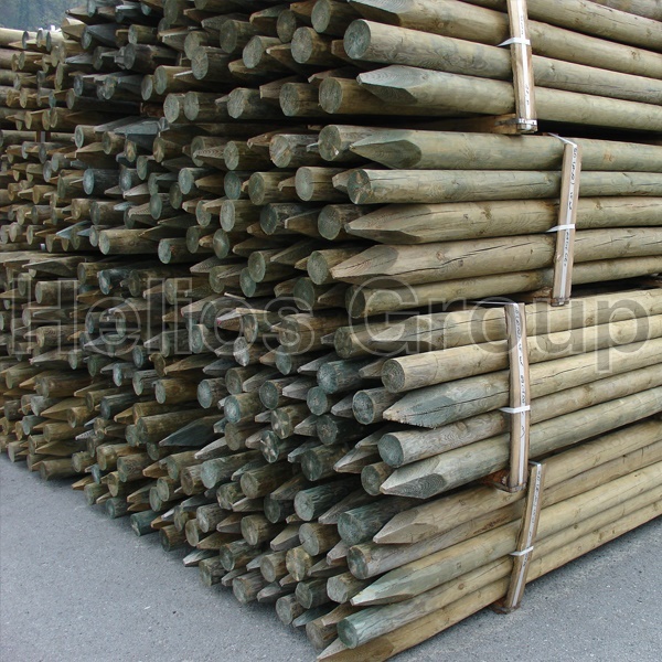 Деревянные сосновые столбы, обработанные в автоклаве